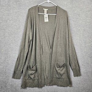 Matty M Women’s Gray Long Sleeve Casual Open Front Pockets Sweater Sz XL  NEW